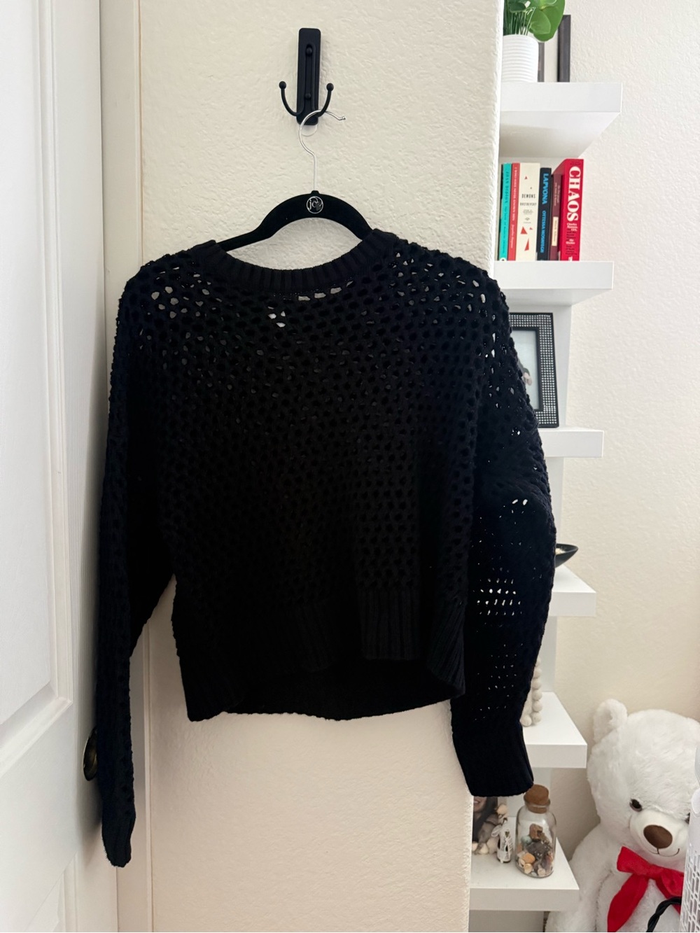 Old Navy Black Crochet Open-Knit Sweater - Picture 2 of 4
